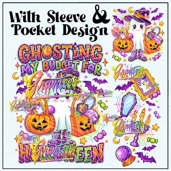 Halloween Shopping With Sleeve & Pocket Design Png for DTF or Shirt Printing, PNG Only!
