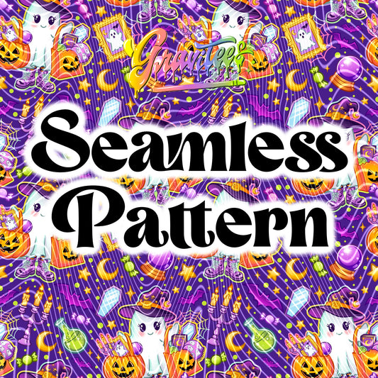 Halloween Shopping Seamless Design Png for UVDTF or Sublimation Printing, PNG Only!