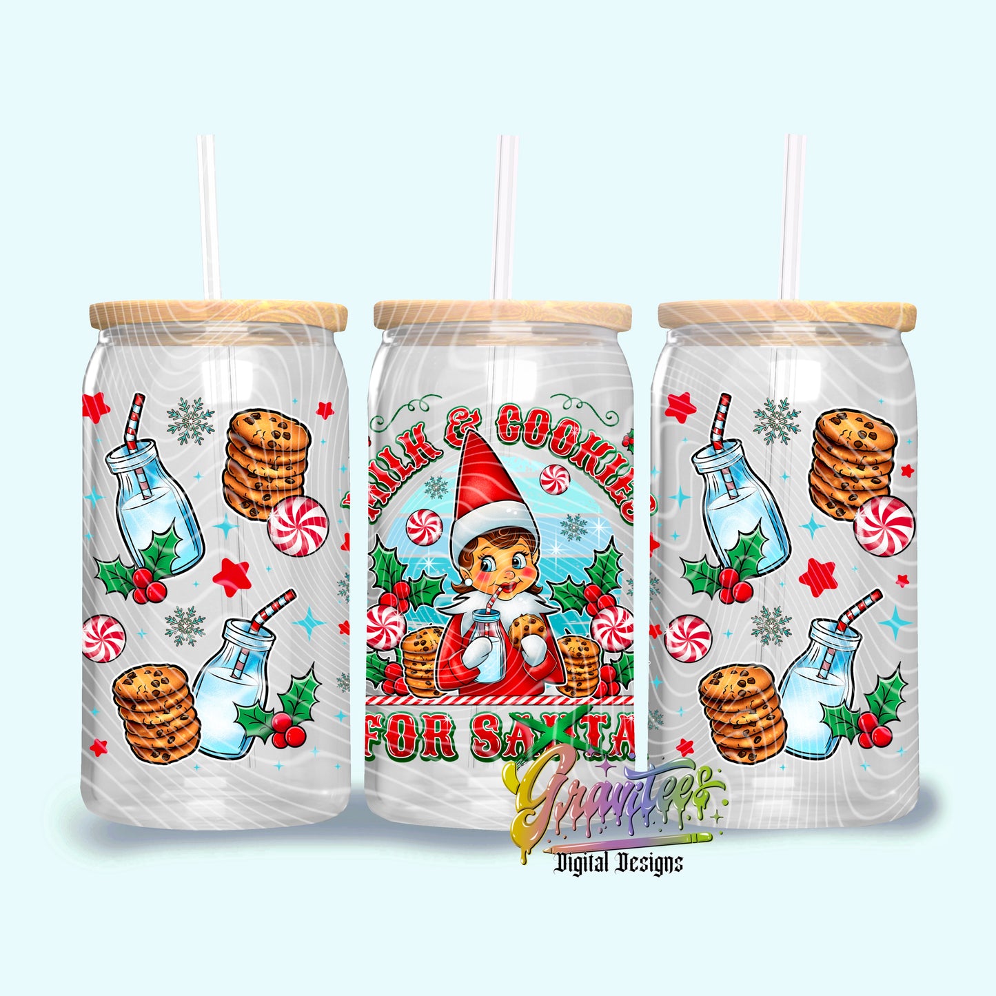 Female Elf Christmas 16oz Tumbler Template Design PNG, Christmas Design for UVDTF or Sublimation Printing PNG Only!