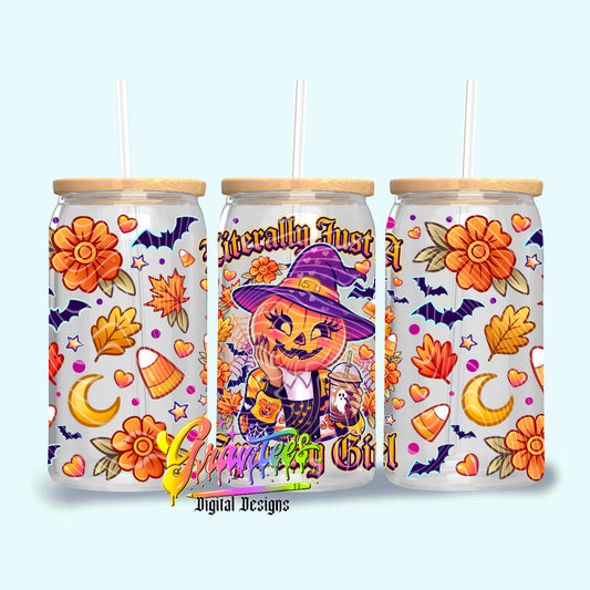 Literally Just A Spooky Girl 16oz Tumbler Template  Png for UVDTF or Sublimation Printing, PNG Only!
