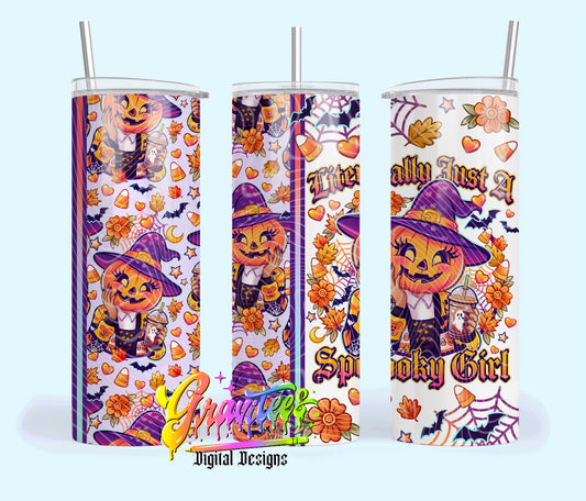 Literally Just A Spooky Girl 20oz Tumbler Template  Png for UVDTF or Sublimation Printing, PNG Only!