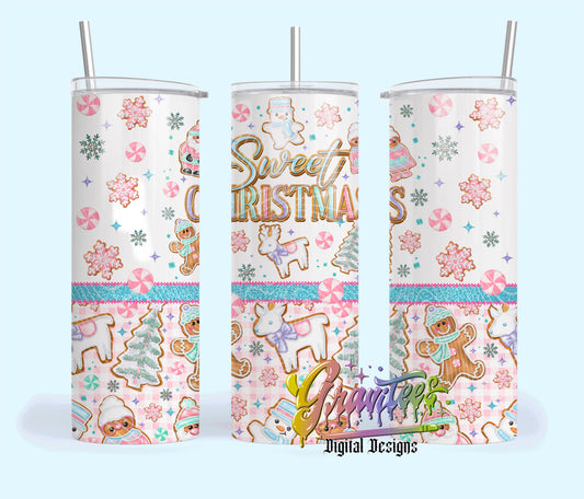 Sweet Christmas 20oz Tumbler Template Design PNG, Cookie Christmas Design for UVDTF or Sublimation Printing PNG Only!