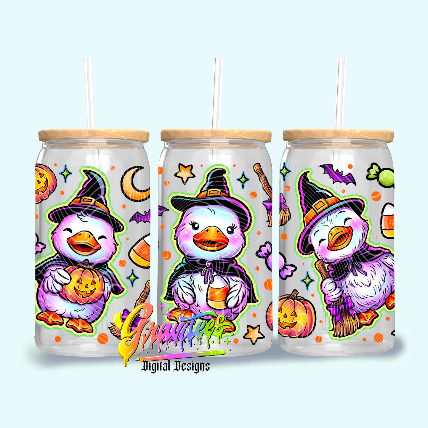 Witch Ducks 16oz Tumbler Template  Png for UVDTF or Sublimation Printing, PNG Only!