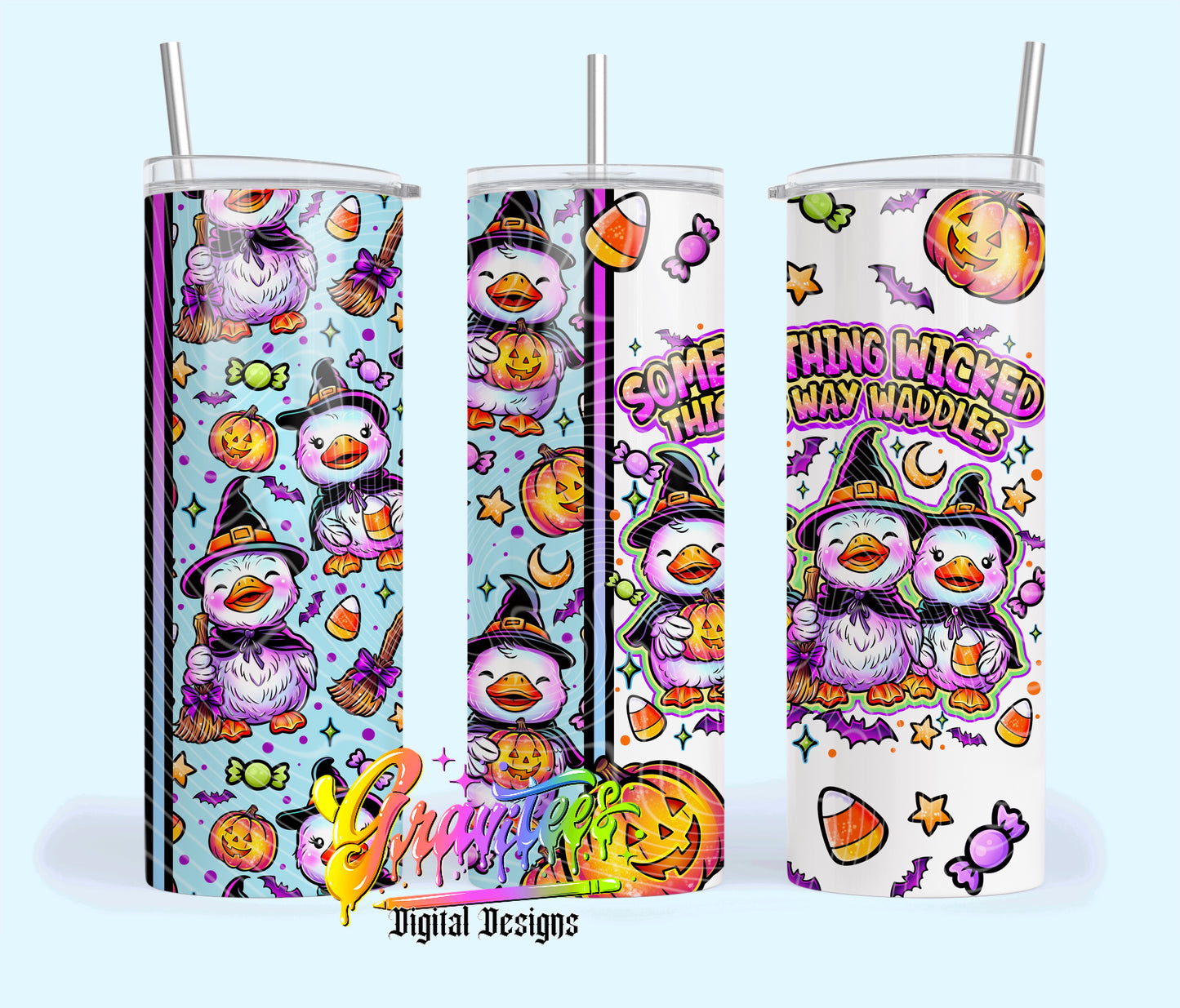 Witch Ducks 20oz Tumbler Template  Png for UVDTF or Sublimation Printing, PNG Only!