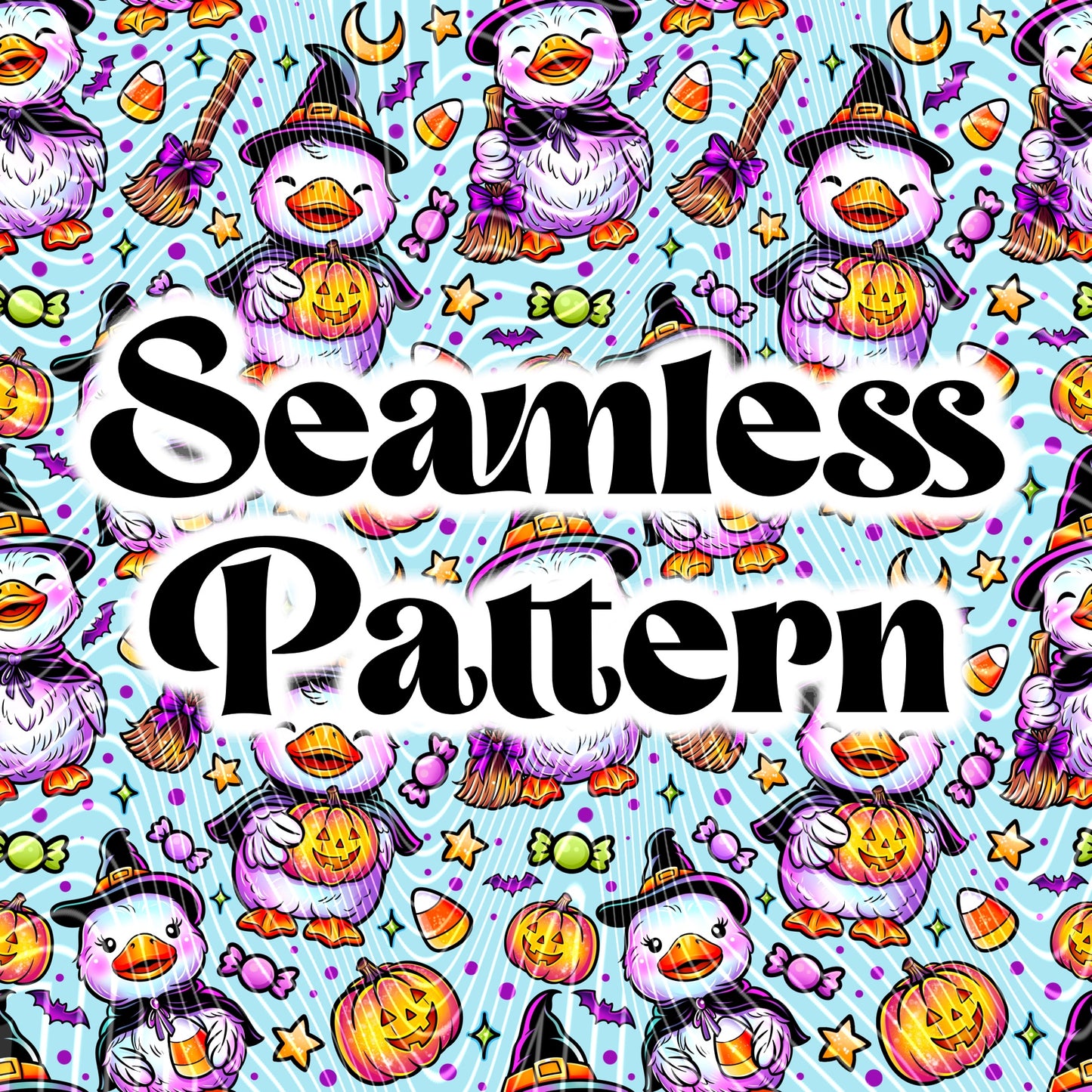 Witch Ducks Seamless Design Png for UVDTF or Sublimation Printing, PNG Only!