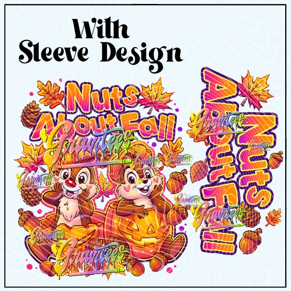 Nuts About Fall With Sleeve Png for DTF or Shirt Printing, PNG Only!
