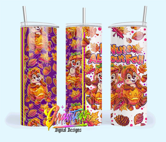 Nuts About Fall 20oz Tumbler Template  Png for UVDTF or Sublimation Printing, PNG Only!