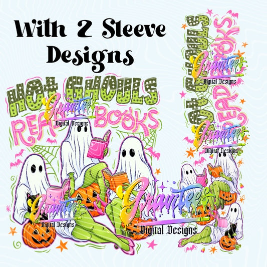 Hot Ghouls Read Design with Two Sleeves Png for DTF or Shirt Printing, PNG Only!