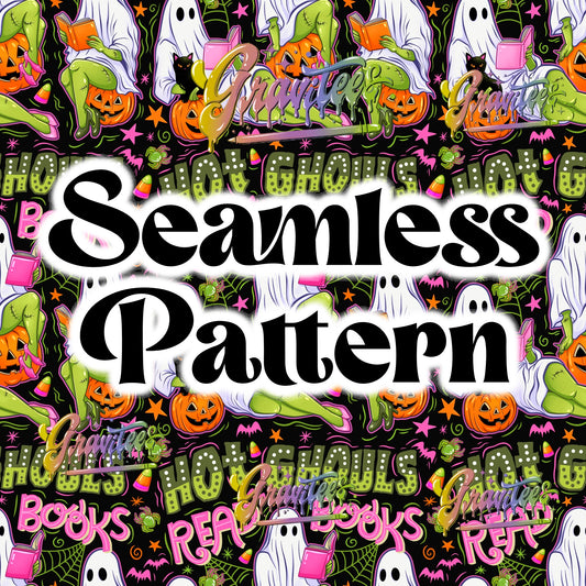 Hot Ghouls Read Seamless Design  Png for DTF or Shirt Printing, PNG Only!