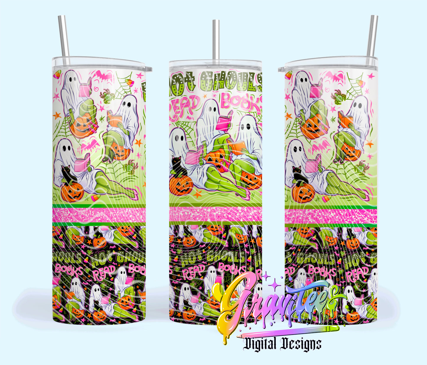 Hot Ghouls Read 20oz Tumbler Template Design PNG,  for UVDTF or Sublimation Printing PNG Only!!