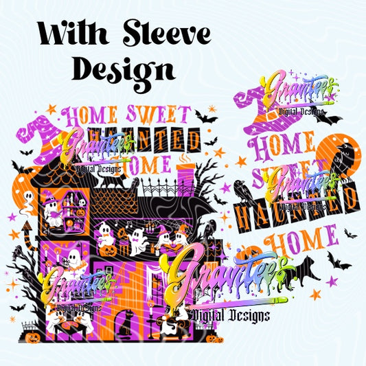 Home Sweet Haunted Home with Sleeve Design Png for DTF or Shirt Printing, PNG Only!