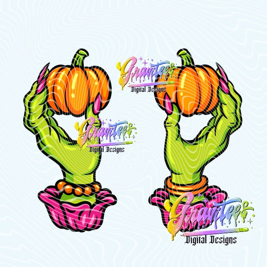 Pumpkins Witch Hands Design Png for DTF or Shirt Printing, PNG Only!