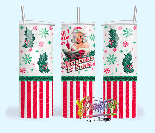 Smut Elf (3 skin tones) 20oz Tumbler Template Design PNG, Book Christmas Design for UVDTF or Sublimation Printing PNG Only!