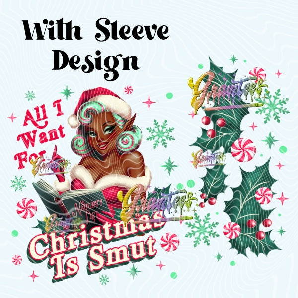 Smut Elf Christmas Design (3 Skintones) with Sleeve Design for DTF or Sublimation Shirt Printing, PNG Only