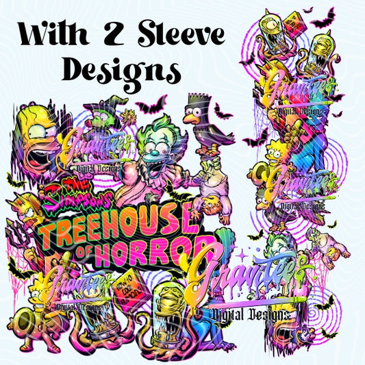 Tree Horror Cartoon Design with Two Sleeve Designs Png for DTF or Shirt Printing, PNG Only!
