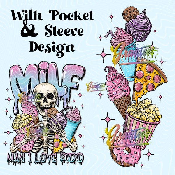Man I Love Food Milf with Sleeve Design Png, Food Clipart, Food Clipart,  Clipart for DTF or Shirt Printing, PNG Only!