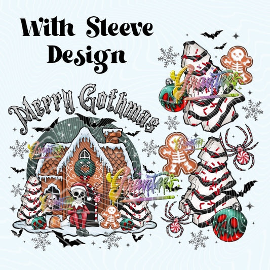 Merry Gothmas Christmas With Sleeve Design for DTF or Sublimation Shirt Printing, PNG Only