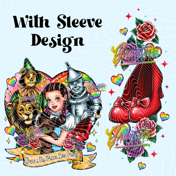 No Place Like Home with Sleeve Design Png, Fairytale Clipart, Rainbow Clipart, Clipart for DTF or Shirt Printing, PNG Only!