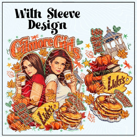 Coffee Shop Girls With Sleeve Design Png for DTF or Shirt Printing, PNG Only!