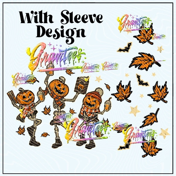 Fall Book Club Skeletons With Sleeve Design Png for DTF or Shirt Printing, PNG Only!