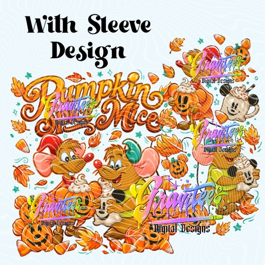 Pumpkin Mice with Sleeve Design Png for DTF or Shirt Printing, PNG Only!