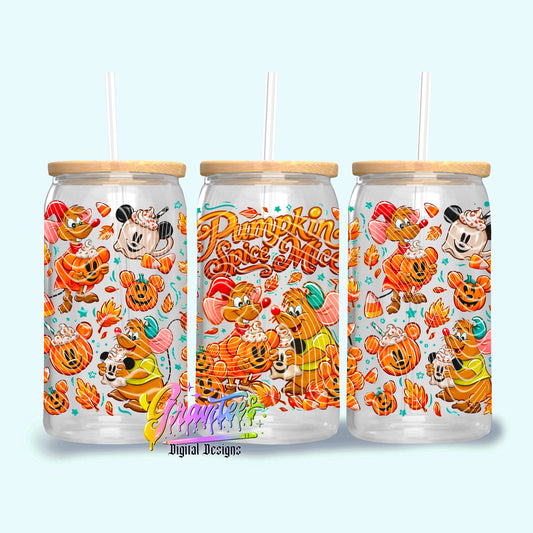 Pumpkin Mice Design 16oz Tumbler Template Design PNG,  for UVDTF or Sublimation Printing PNG Only!!