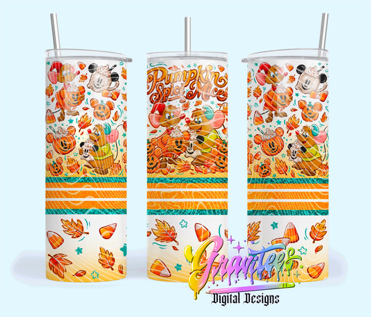 Pumpkin Mice Design 20oz Tumbler Template Design PNG,  for UVDTF or Sublimation Printing PNG Only!!