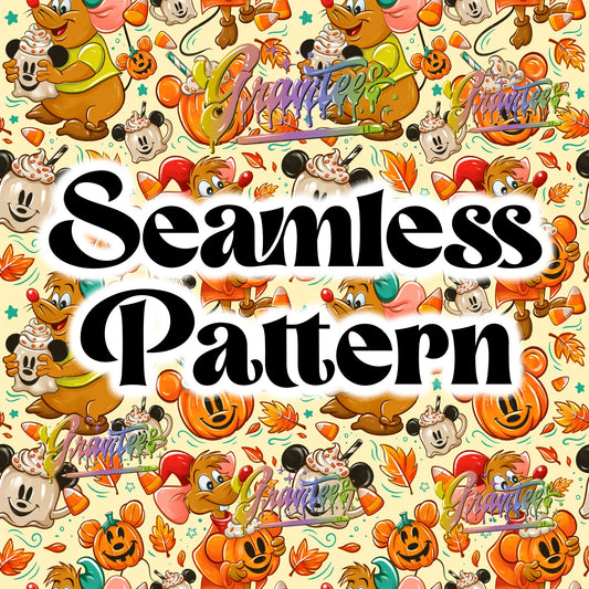Pumpkin Mice Seamless Design Png for DTF or Shirt Printing, PNG Only!