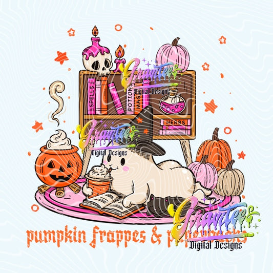 Pumpkin Frappes & Paperbacks Design Png for DTF or Shirt Printing, PNG Only!
