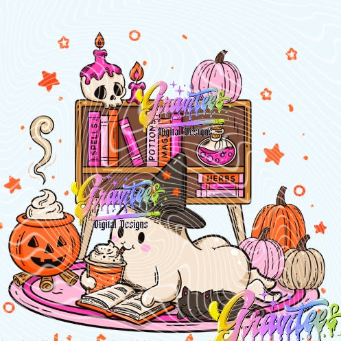 Pumpkin Frappes & Paperbacks No Words Design Png for DTF or Shirt Printing, PNG Only!