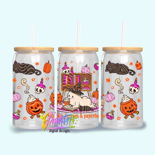 Pumpkin Frappes & Paperbacks Design 16oz Tumbler Template Design PNG,  for UVDTF or Sublimation Printing PNG Only!!
