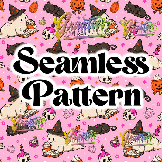Pumpkin Frappes & Paperbacks Seamless Design Png for DTF or Shirt Printing, PNG Only!