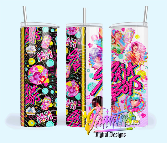 Demon Boys Design 20oz Yellow Line Tumbler Template Design PNG,  for UVDTF or Sublimation Printing PNG Only!!