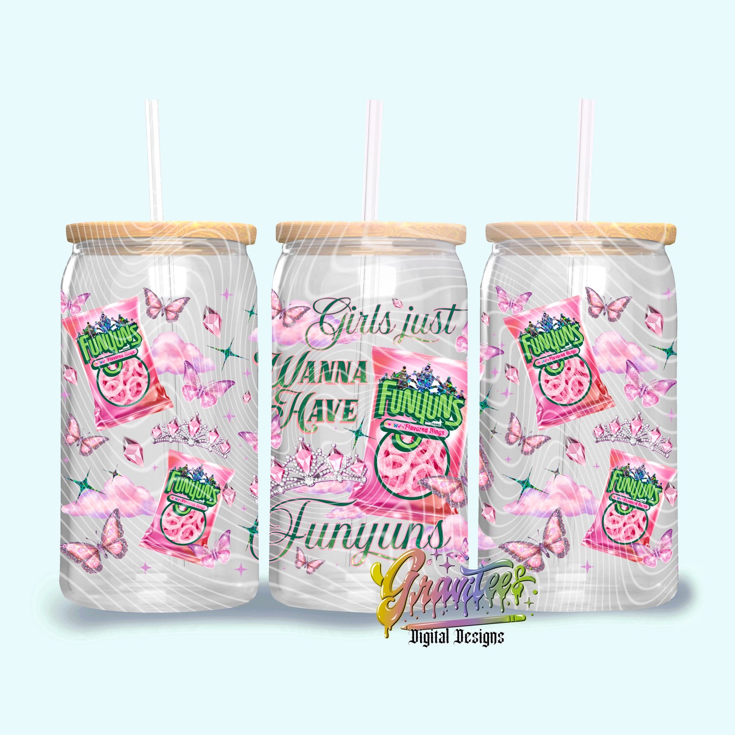 Girls Just Wanna Have Fun Chips 16oz Tumbler Template Design PNG,  for UVDTF or Sublimation Printing PNG Only!