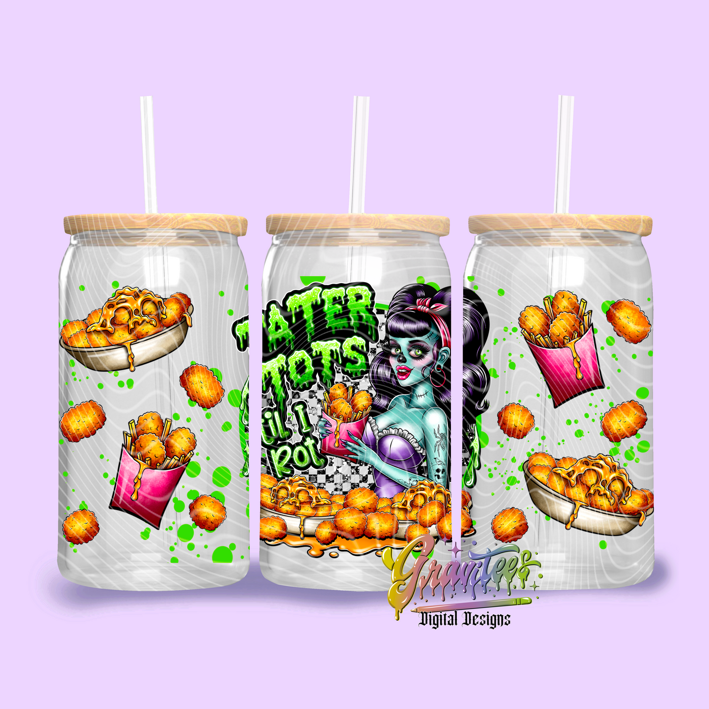 Tater Tots Til I Rot Libbey Template Design Png, Fries and Tots Clipart, Food Clipart,  Clipart for DTF or Shirt Printing, PNG Only!