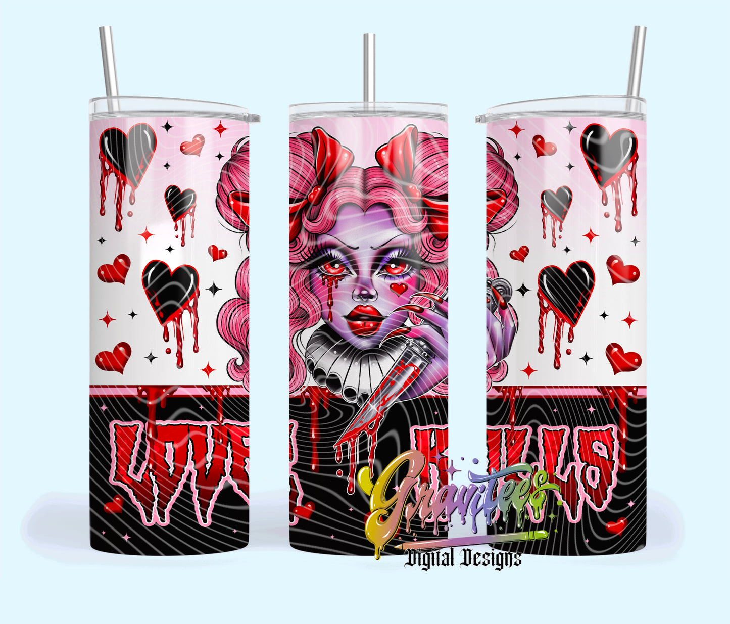 Love Kills 20oz Tumbler Template Design PNG,  for UVDTF or Sublimation Printing PNG Only!