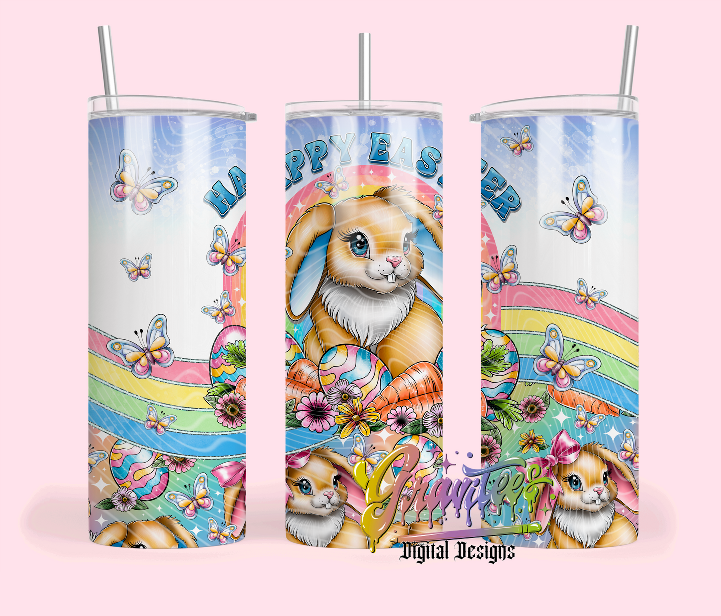 Easter Bunny Skinny Tumbler Template Design Png, Easter Skinny Template, PNG for UVDTF or Sublimation Printing, PNG Only!