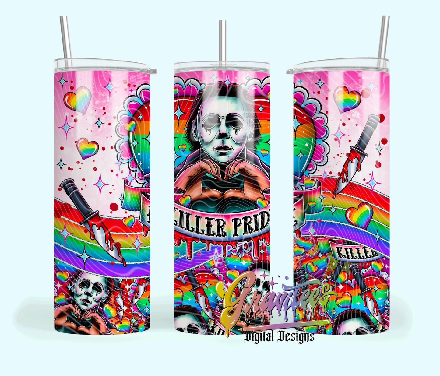 Killer Pride Skinny Template Png, Pride Skinny Template for UVDTF or Sublimation Printing, PNG Only!