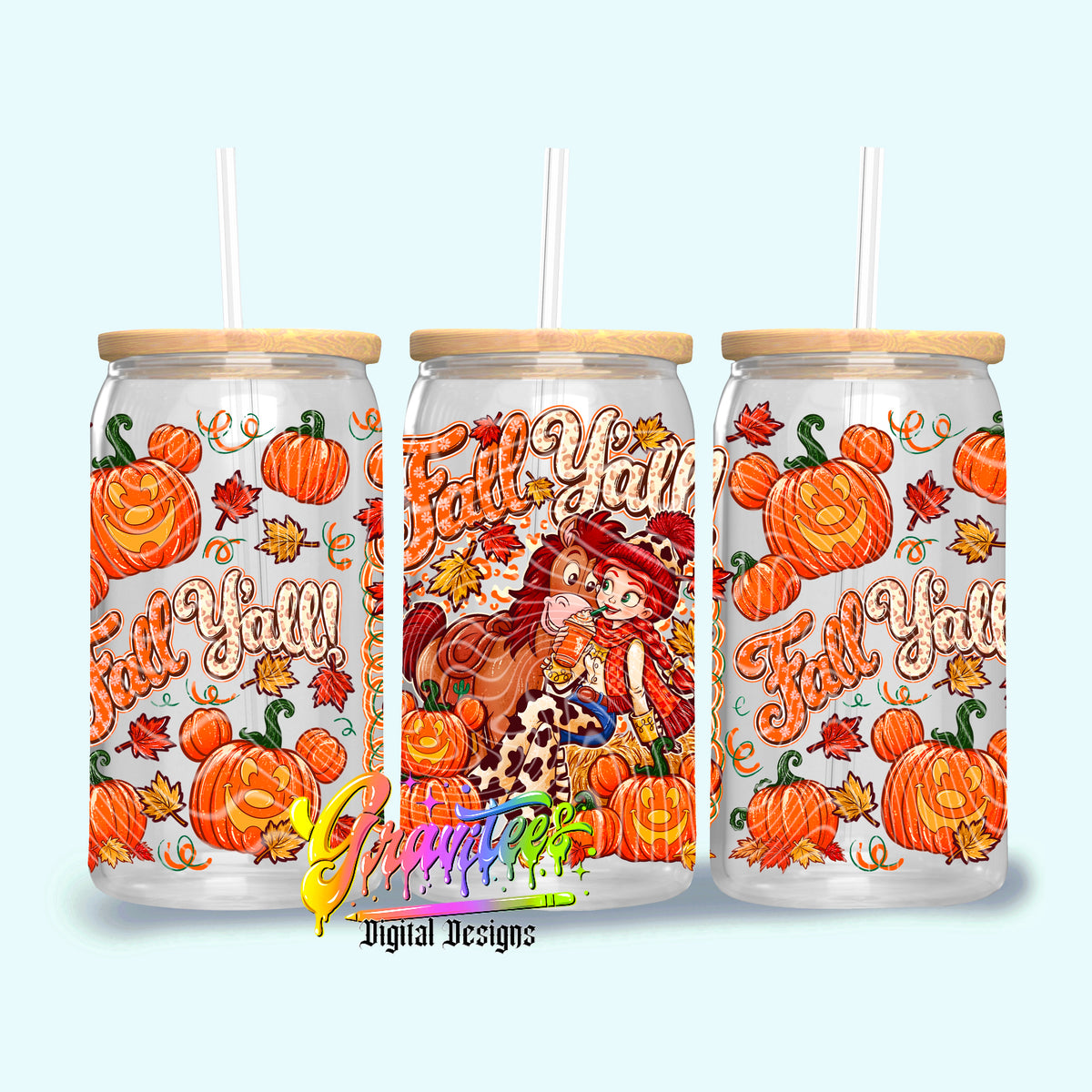 Fall Y’all Best Friends 16oz Tumbler Template  Png for UVDTF or Sublimation Printing, PNG Only!