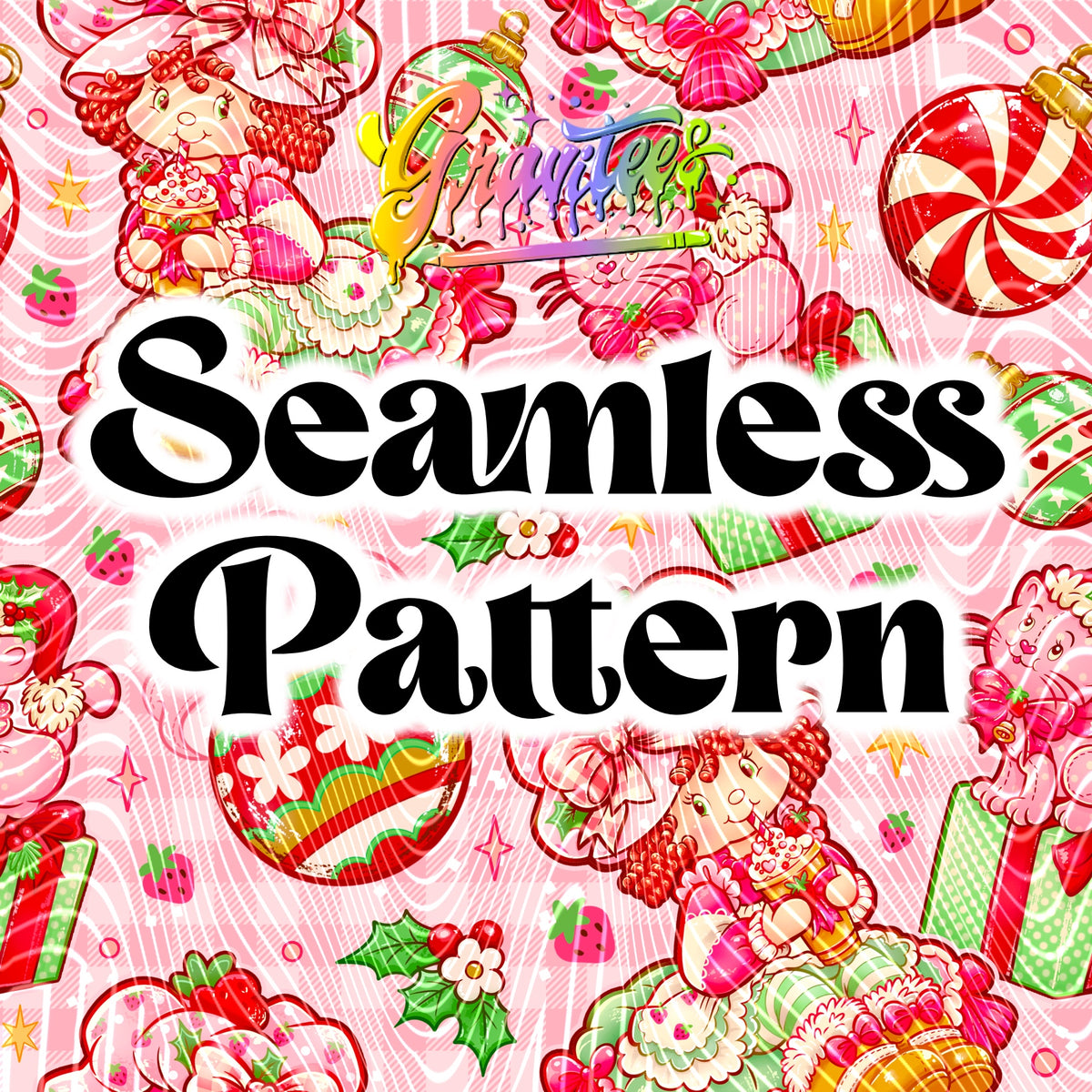Berry Christmas Seamless Design Png for DTF or Shirt Printing, PNG Only!