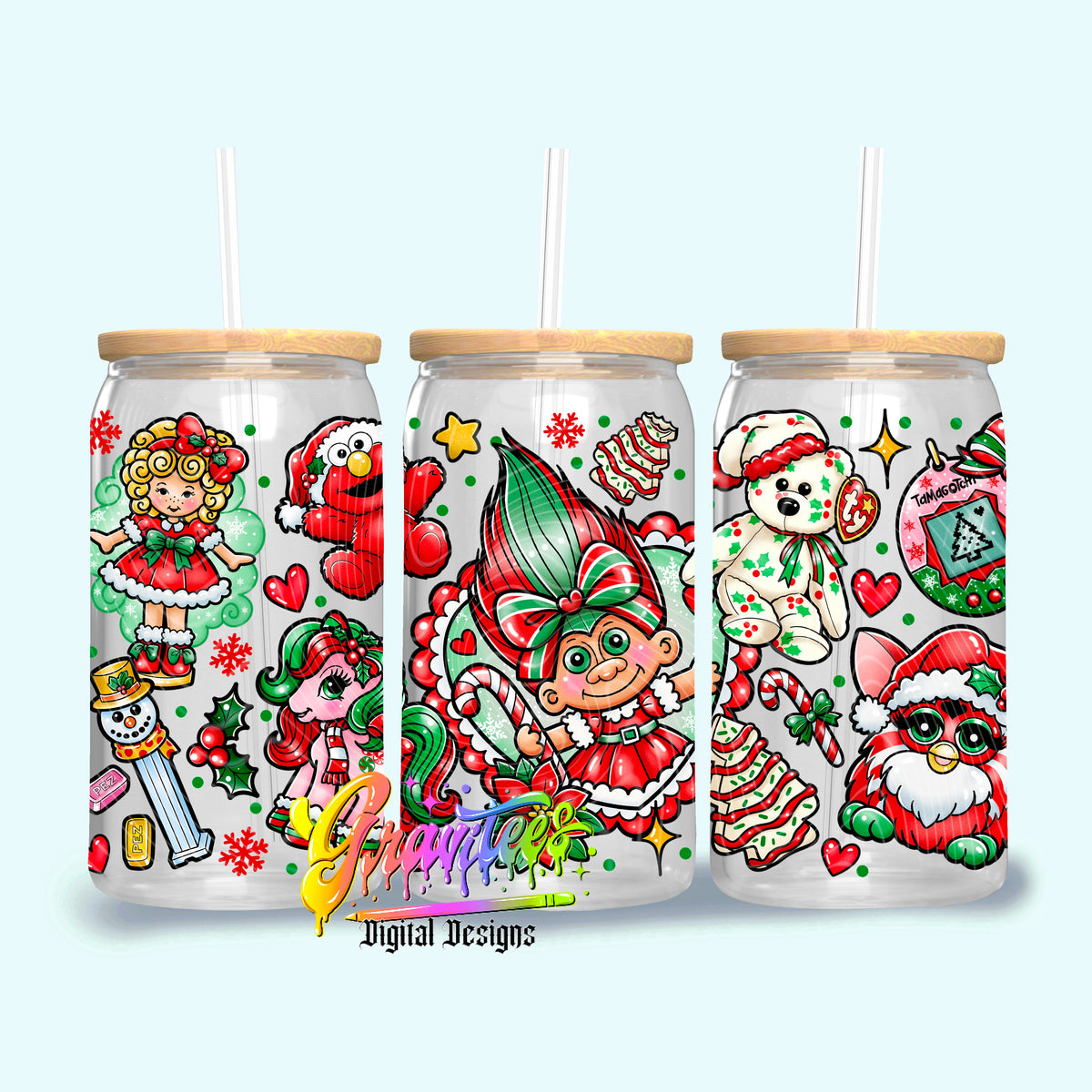 90’s Christmas Collage 16oz Tumbler Template  Png for UVDTF or Sublimation Printing, PNG Only!