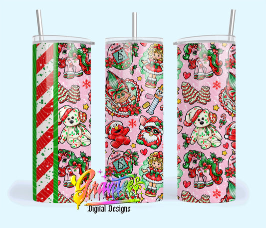 90’s Christmas Collage 20oz Tumbler Template  Png for UVDTF or Sublimation Printing, PNG Only!