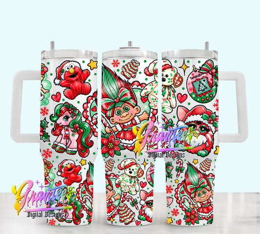 90’s Christmas Collage 40oz Tumbler Template  Png for UVDTF or Sublimation Printing, PNG Only!