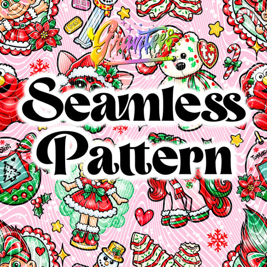 90’s Christmas Collage Seamless Design Png for DTF or Shirt Printing, PNG Only!