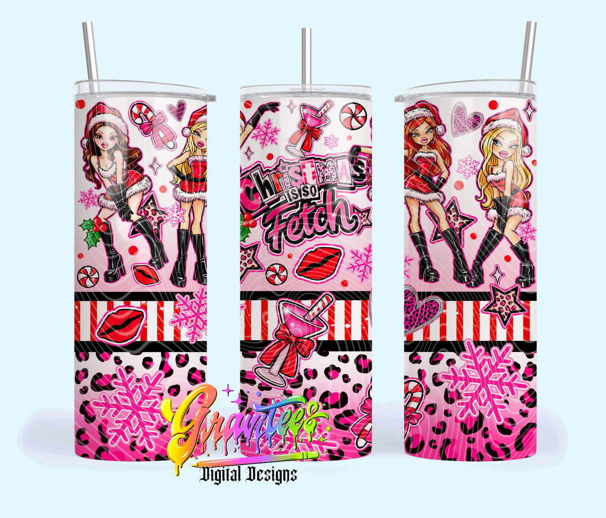 Fetch Christmas Dolls 20oz Tumbler Template  Png for UVDTF or Sublimation Printing, PNG Only!