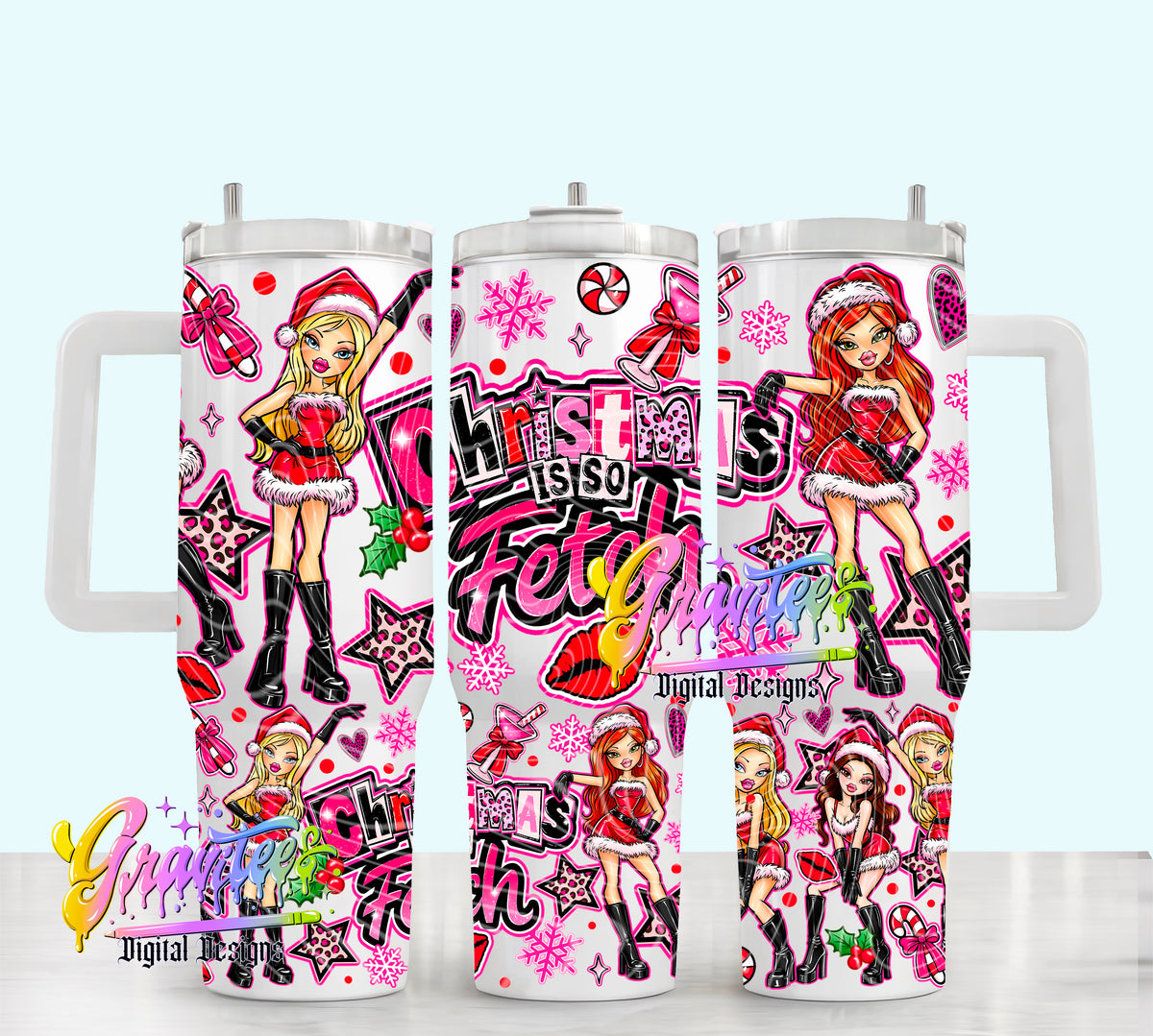 Fetch Christmas Dolls 40oz Tumbler Template  Png for UVDTF or Sublimation Printing, PNG Only!