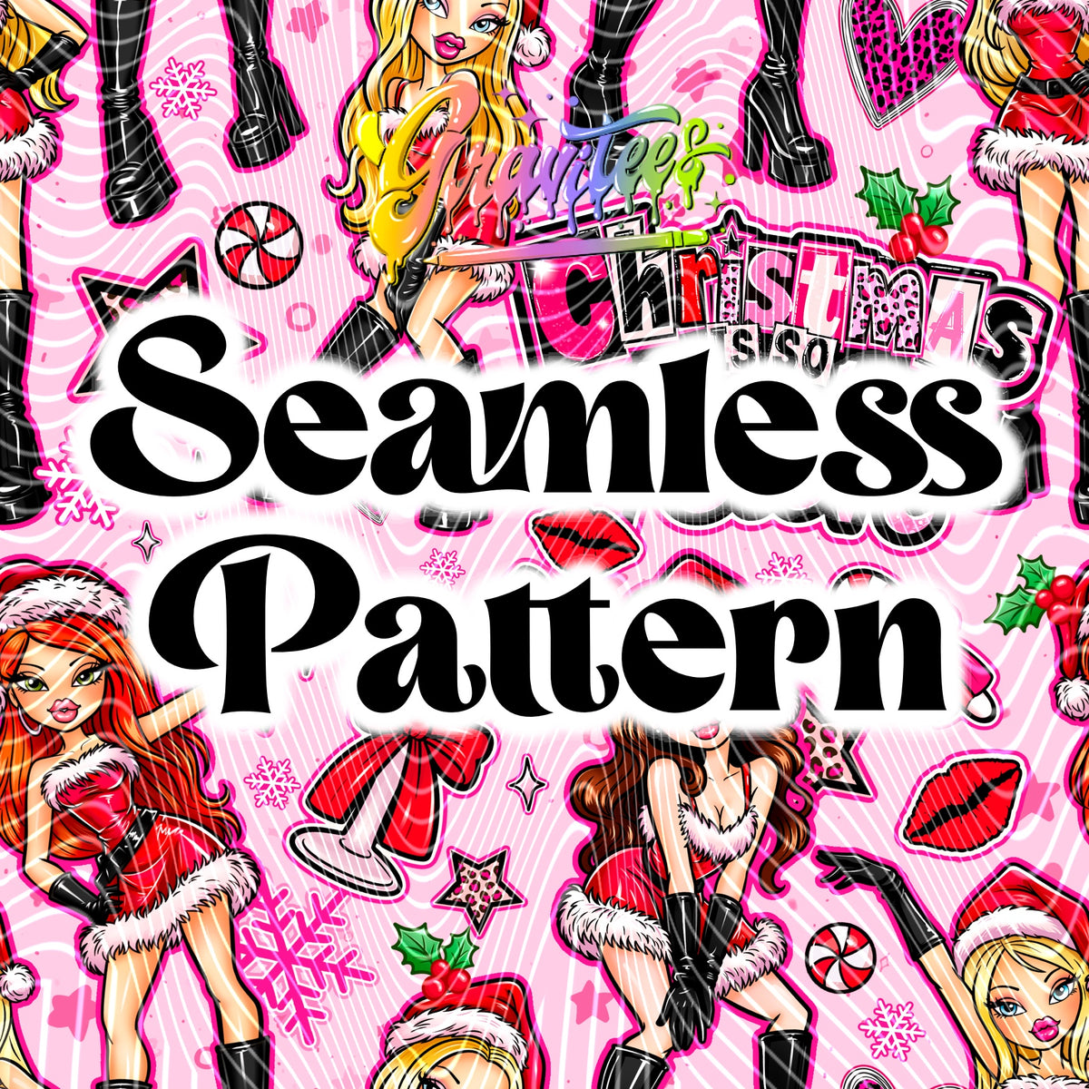 Fetch Christmas Dolls Seamless Design Png for DTF or Shirt Printing, PNG Only!