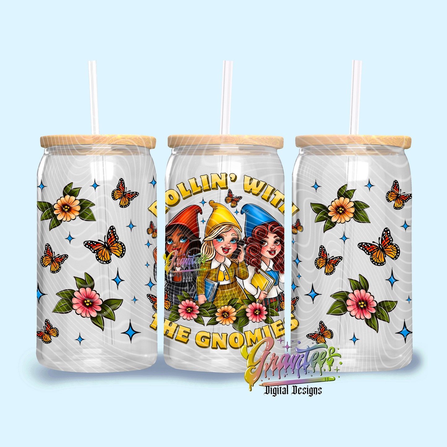 Gnomies Libbey Design Png, Gnomies Libbey Template for UVDTF or Sublimation Printing, PNG Only!
