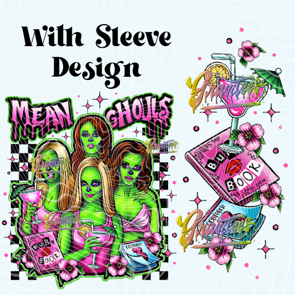 Mean Ghouls with Sleeve Design Png, Mean Ghouls Clipart, Trendy Horror Clipart for DTF  or Shirt Printing, PNG Only!