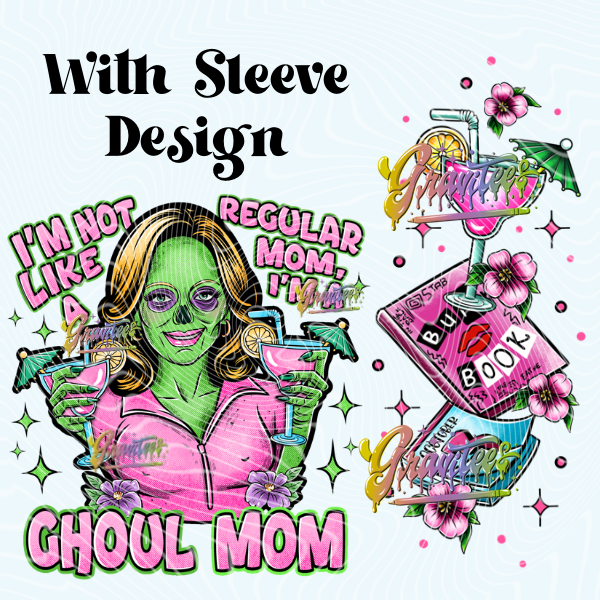Ghoul Mom with Sleeve Design Png, Mean Ghouls Clipart, Trendy Horror Clipart for DTF  or Shirt Printing, PNG Only!